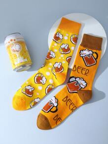1 Cặp Vớ Hộp Quà Tặng Phong Cách Lon Bia Sáng Tạo Unisex, Vớ Thường Ngày Thoải Mái Thích Hợp Cho Halloween, Giáng Sinh, Ngày Lễ Tình Nhân, Mọi Mùa, Thu/Đông - Nhiều màu - Xem 4