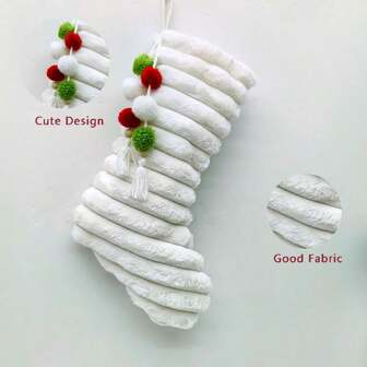 大号可爱设计的圣诞袜，棕色或白色涤纶袜子，适合圣诞树、家庭、壁炉、节日派对、礼品袋、走廊和场景装饰