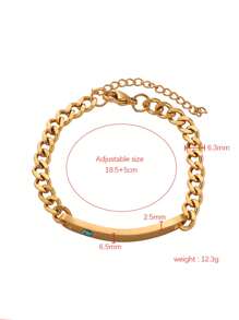 1 件时尚朋克镀金不锈钢个性化激光名字字母手链 适合男女情侣礼物 - 彩色 - 查看 3