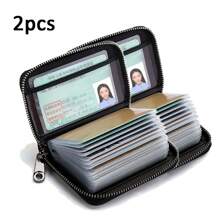 PU Leather Card Holder, Zipper Wallet With 20 Card Slots, Perfect For Travel And Daily Use, Ideal Gift For Men, Suitable For Gifting, As A Present For Loved Ones, Birthday Gift