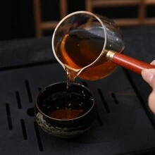 1 chiếc tách trà bằng gốm sứ cao cấp, cao 4,6cm, rộng 8,2cm, men Wujin có họa tiết lá vàng, tách trà gia đình/tách đựng nước ép/đồ trang trí/quà tặng cho ngày tựu trường - Màu nâu sẫm - Xem 3