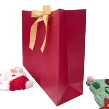 1/2pcs New Year Red Paper Bag, White Cardboard, Gold Ribbon, Minimalist & Elegant Gift Bags, Wedding Favor Bags, Can Hold Clothes, Shoes, Scarves, Small Pouches Valentine's Day - Red - View 2