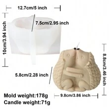 3D 手工制作可爱拥抱刺猬蜡烛硅胶模具 DIY 圣诞节母子刺猬带水壶模具用于香薰蜡烛香皂石膏粘土制作、家居装饰手工艺品工具 - 白色 - 查看 15