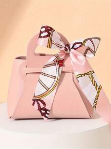 5pcs Holiday Gift Bags, Faux Leather Gift Bags With Ribbon Bows, Halloween Candy Bags, Christmas Gift Candy Bags, Wedding Party Favor Bags, Graduation Gift Bags, Holiday Candy Boxes, Mini Tote Bags