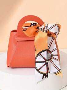 5pcs Holiday Gift Bags, Faux Leather Gift Bags With Ribbon Bows, Halloween Candy Bags, Christmas Gift Candy Bags, Wedding Party Favor Bags, Graduation Gift Bags, Holiday Candy Boxes, Mini Tote Bags