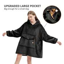 Oversized Blanket Hoodie - LongLength Wearable Hooded Blanket Sweatshirt - Black - View 4