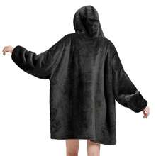 Oversized Blanket Hoodie - LongLength Wearable Hooded Blanket Sweatshirt - Black - View 2