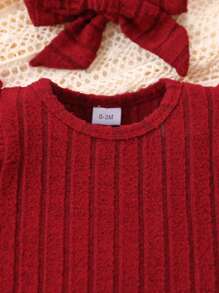 2 Pcs/Set Baby Girls Red Plush Thickened Jumpsuit