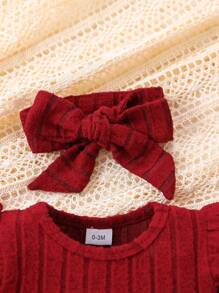 2 Pcs/Set Baby Girls Red Plush Thickened Jumpsuit