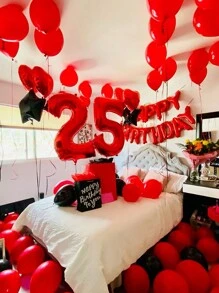 249 قطعة مجموعة بالونات وديكور أحمر للاحتفال بعيد الميلاد شاملة لافتة "عيد ميلاد سعيد" باللون الأحمر ، بالونات لاتكس وبالونات قلب من الفويل ، مع نقاط لاصقة وبتلات وردة ، مناسبة لتزيين حفلة عيد ميلاد بموضوع أحمر ، لحفلات عيد ميلاد الرجال والنساء ، التجمعات العائلية ، عيد الحب ، عيد الميلاد ، ترتيب أحرف "عيد ميلاد سعيد" ، ديكورات المناسبة - متعدد الألوان - مشاهدة 6