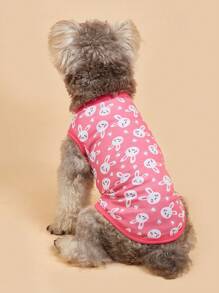 Lightweight Cartoon Pink Cute Rabbit Heart Print Breathable Comfortable Pet Dog/Cat Vest - Multicolor - View 1