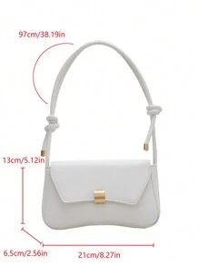 Túi xách nữ thời trang mới bằng kim loại thường ngày bán chạy nhất Túi xách nữ màu trơn bằng da PU - trắng - Xem 8