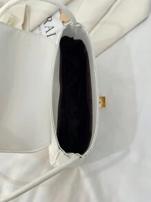 Túi xách nữ thời trang mới bằng kim loại thường ngày bán chạy nhất Túi xách nữ màu trơn bằng da PU - trắng - Xem 7