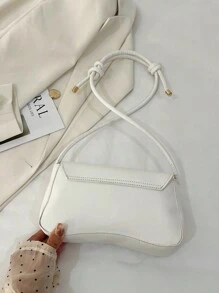 Túi xách nữ thời trang mới bằng kim loại thường ngày bán chạy nhất Túi xách nữ màu trơn bằng da PU - trắng - Xem 6