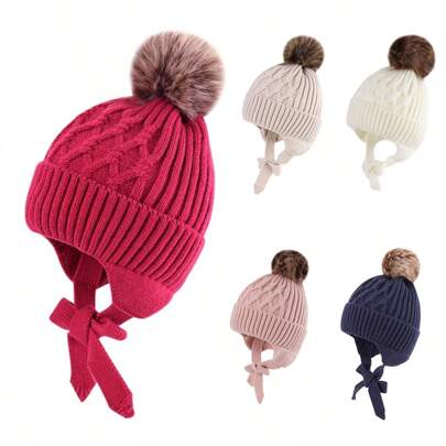 Baby Toddler Warm Earflap Beanie Kids Boys Girls Winter Thermal Lined Knitted Hat