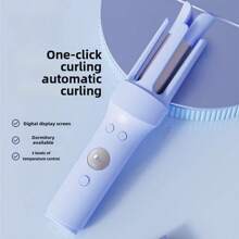 卷发器、平板夹、卷发器、卷发器、无线自动卷发器、可充电自动卷发器、可调节温度、便携式无线美发工具、母亲节礼物、女性礼物、圣诞节礼物、新年礼物、陶瓷旋转卷发筒、3 种可调节温度设置、可充电、便携式、快速加热造型器，具有自动关闭功能 - 紫色 - 查看 4