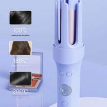 卷发器、平板夹、卷发器、卷发器、无线自动卷发器、可充电自动卷发器、可调节温度、便携式无线美发工具、母亲节礼物、女性礼物、圣诞节礼物、新年礼物、陶瓷旋转卷发筒、3 种可调节温度设置、可充电、便携式、快速加热造型器，具有自动关闭功能 - 紫色 - 查看 5