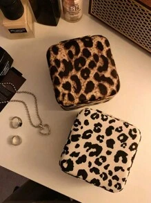 1 件豹纹珠宝盒，便携式配件收纳盒，珠宝收纳盒，豹纹大容量旅行珠宝盒，适用于戒指手镯耳环，便携式珠宝盒，适用于项链戒指，女士/女孩拉链珠宝盒，珠宝收纳盒，适用于礼品包装 - 彩色 - 查看 4