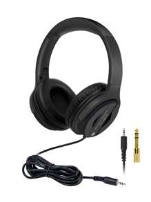 专业录音室录音耳机音频耳机有线 3.5 毫米 Hifi 监听耳机适用于电脑音乐 DJ - 黑色 - 查看 2