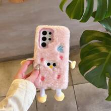 高品质毛绒卡通怪物手机壳适用于 Galaxy S23/Galaxy S23Plus/Galaxy S23 Ultra/Galaxy S24/Galaxy S24Plus/Galaxy S24 Ultra，秋季/冬季 - 粉色 - 查看 1