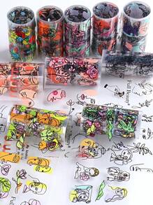 1 Hộp khuôn dập móng nghệ thuật hình học trừu tượng: Khuôn mặt, đường kẻ, hoa, thiết kế móng tối giản, trang trí móng kiểu Y2K, phụ kiện salon làm móng, dụng cụ làm móng (không dính) - Nhiều màu - Xem 6