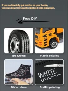 1/6 支白色细头防水绘画涂鸦记号笔，1-2mm 细头白色记号笔速干防水油漆笔轮胎绘画补漆笔标记笔，不可擦除艺术绘画涂鸦记号笔，适用于绘画、玻璃、陶瓷、金属、木材、法式美甲描边 - 彩色 - 查看 7