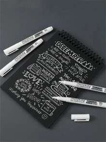 1/6 支白色细头防水绘画涂鸦记号笔，1-2mm 细头白色记号笔速干防水油漆笔轮胎绘画补漆笔标记笔，不可擦除艺术绘画涂鸦记号笔，适用于绘画、玻璃、陶瓷、金属、木材、法式美甲描边 - 彩色 - 查看 2