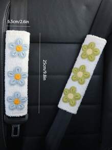 1 buah/2 buah Pelindung Bahu Sabuk Pengaman Mobil Motif Bunga Segar, Lembut dan Nyaman - Satu-Ukuran - View 6
