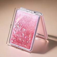 1PC Compact Mirror,Makeup Mirror/Cosmetic Mirror,Glitter Makeup Mirror,Foldable Mirror,Travel Makeup Mirror,Travel Mirror,Portable Mirror,Round/Square Models Available,For Travel At Home Or On-The-Go,For Women & Girl