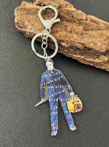 1pc Cartoon Acrylic Horror Movie Character Christmas Ornament Keychain, Suitable For Casual, Holiday Party Wearing - Blue - View 4