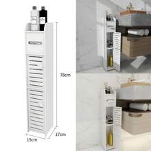 Armoire de salle de bain en PP - 2 portes - Imperméable - 15*17*78 cm - Décoration de salle de bain blanche Organisateur de salle de bain Rentrée des classes d'été