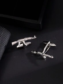 1 Pair Fashion Punk Cufflinks,Includes Football, Bicycle, Bullet, AK47, Ship Rudder, Antique Car, Playing Card, Golden Glass, Crown Designs, Suitable For Men's Formal Wear - Cufflinks - View 26