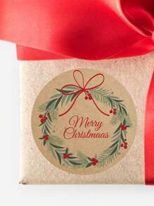 12/24/40pcs Customized Christmas Gift Kraft Paper Stickers, Personalized Name Text Christmas Gift Labels, Diy Label Circular Stickers With Flower Design, Vintage Christmas Sticker Gift Packaging Label Paper, Holiday Self-Adhesive Christmas Gift Labels, Christmas Personalized Gift Decoration, Party Small Gifts, Scene Decoration And Unique Christmas Gifts, Suitable For Gift Boxes - Multicolor - View 12