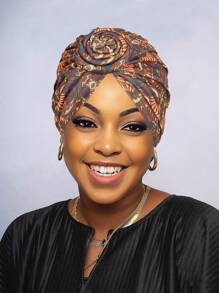 Awegeo Women's Turbans Printed Compass Style, Light Luxury African Style Headscarf Hat, Important Occasion Wearing Headband Hijab Hair Sleep Cap Sleep Bonnet - 1Pc - View 13