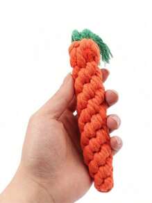 胡萝卜形耐用宠物咀嚼绳玩具，用于互动游戏，手工编织，耐咬，缓解压力（仅限宠物玩具） - 彩色 - 查看 3