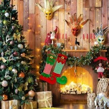 1 gepersonaliseerde kerstsok, 22 inch grote geborduurde elf met aangepaste naam, kerstsok voor kinderen, vakantie- en familiesok als decoratie voor een open haardfeest