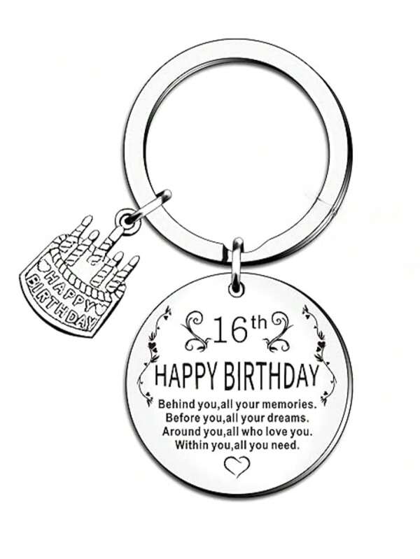 Regalo de 16 cumpleaños para niña, llavero con las letras "Los recuerdos detrás de ti, los sueños frente a ti" casual, lindo, elegante para fiestas y uso diario, accesorio de acero inoxidable para coche, bolso, mochila para la escuela, gótico y Y2K