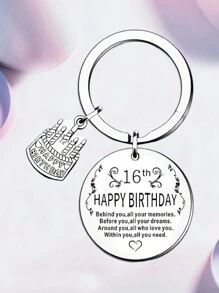 16th Birthday For Girl, Keychain With Letters "The Memories Behind You, The Dreams Before You" Casual, Cute, Elegant For Party And Daily Use, Stainless Steel Car Accessories Bag Charm Backpack For School Goth Y2k Christmas Gift Ideas Bag Accessories Lanyards With Id Holder Car Accessories Bag Charms Car Teacher Friend Sister - Silver - View 4