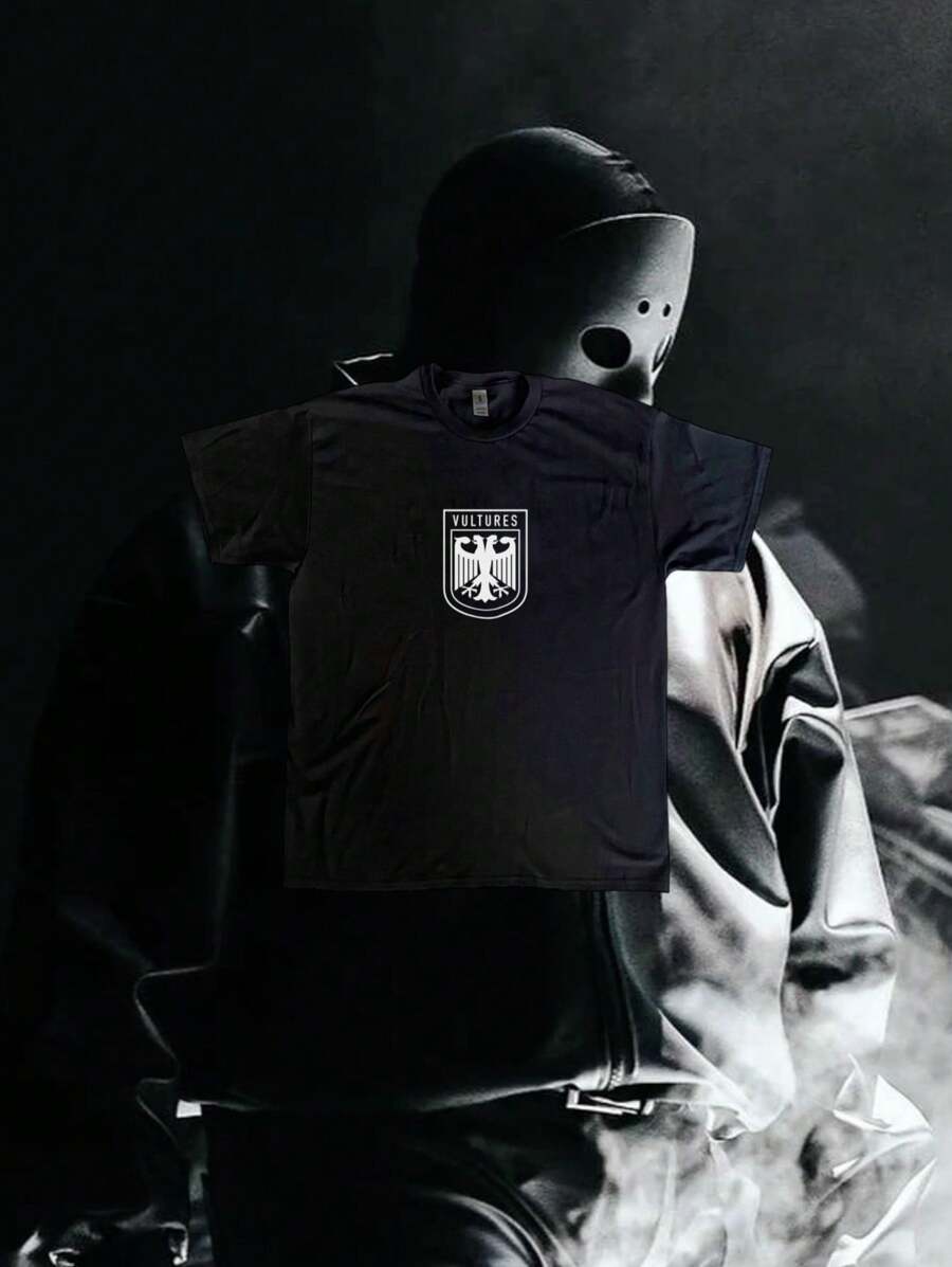 Playera Camiseta Hombre Voltures Logo frontal kanyewest, solo estampado frontal, playera de alta calidad 100% algodon premium - Negro - Ver 1