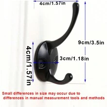 4/6/8/10/12 piezas Gancho doble retro montado en la pared con tornillos para abrigos, bufandas, bolsos, toallas, llaves, sombreros y tazas - Ganchos negros prácticos y elegantes