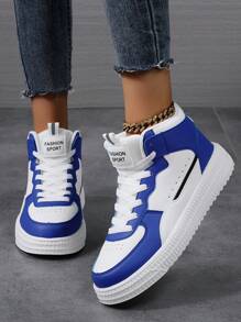 男女通用休闲鞋，女士休闲鞋和男士运动鞋，系带软底平底舒适男鞋，轻便低帮日常穿着 - 藍色 - 查看 3