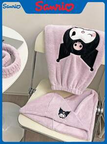 Sanrio Set de 3 piezas de toalla de baño: bata de baño absorbente que se puede usar o enrollar + gorro de secado de pelo + diadema, set de toalla de baño para decoración del baño, vuelta al colegio en verano