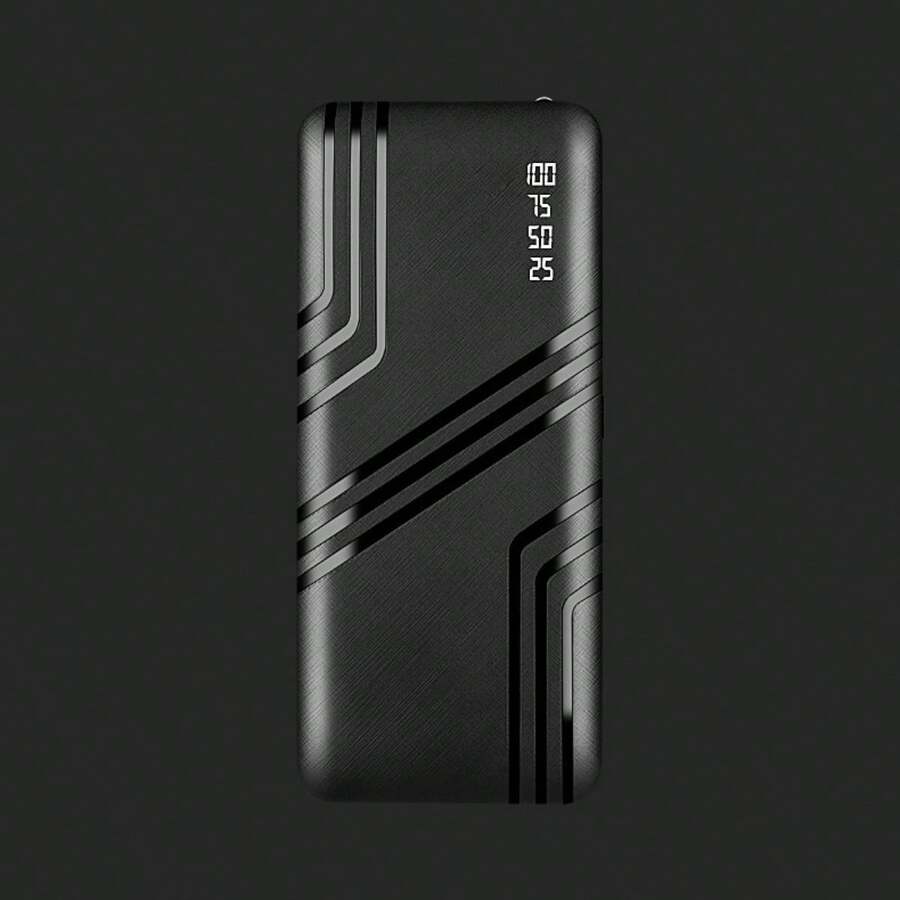 Nuevo banco de energía portátil 7500mAh gran capacidad pantalla digital powerbank carga rápida USB suministros camping oficina carga dispositivos electrónicos viaje compacto resistente - Negro - Ver 1