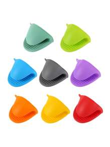 2pcs Heat Resistant Silicone Oven Gloves, Mini Microwave Friendly Non-Slip Pot Holder, Kitchen Cooking Accessories - Multicolor - View 6