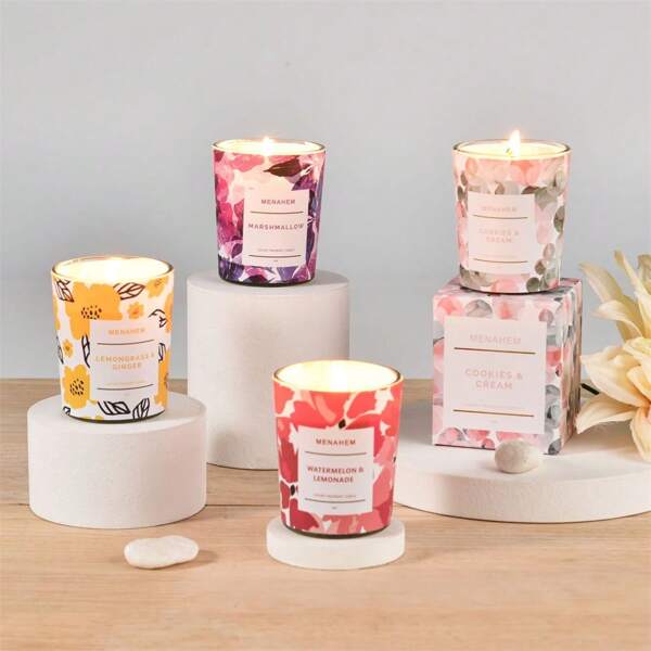 1pc Simple Printed Aromatherapy Candles, High-End Light Colored Luxury Bedroom Aromatherapy Candles, Smoke-Free Room Aromatherapy Candles, Aromatherapy Candle Flower Souvenirs Aromatherapy Candles, Smoke-Free Aromatherapy Soy Wax, Suitable For Home Decoration, Weddings, Aromatherapy Gifts, Creating A Romantic Atmosphere For Holidays And Candlelight Dinners, Valentine's Day, Birthdays, Holiday Gifts, Gifts For Girls