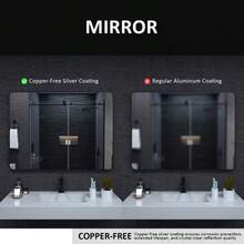 60x36 In. Aluminum Framed Rounded Rectangle Bathroom Wall Mirror, Oil Rubbed Bronze Bathroom Vanity Mirror Farmhouse, Anti-Rust, Tempered Glass Mirrors, Hangs Horizontally Or Vertically Home Bathroom Decor Summer Makeup Organizer - Camel - View 5