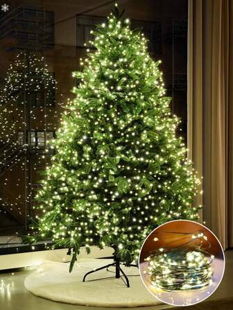 1pc 10/20/30/50/100/200 Lamp 1/2/3/5/10/20 Meter Christmas Green Copper Wire Light Emitting Colorful Light String, Christmas Tree Atmosphere Light String, Invisible Copper Wire Light, Warm Night Light, Cute Little Gift, Christmas Gift, Holiday Gift, Room Decoration Night Light, Shopping Mall Event, Boyfriend/Girlfriend Gift, Dad/Mom Gift