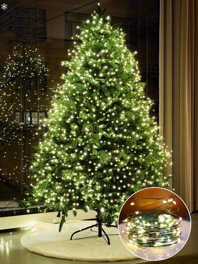 1pc 10/20/30/50/100/200 Lamp 1/2/3/5/10/20 Meter Christmas Green Copper Wire Light Emitting Colorful Light String, Christmas Tree Atmosphere Light String, Invisible Copper Wire Light, Warm Night Light, Cute Little Gift, Christmas Gift, Holiday Gift, Room Decoration Night Light, Shopping Mall Event, Boyfriend/Girlfriend Gift, Dad/Mom Gift