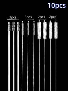 10 piezas de cepillos de paja de estilos surtidos/elásticos para biberones y tazas de bebé, cepillos de limpieza de tubos de botellas de agua para niños - excluyendo botellas/tazas