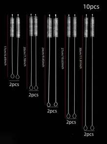 10 piezas de cepillos de paja de estilos surtidos/elásticos para biberones y tazas de bebé, cepillos de limpieza de tubos de botellas de agua para niños - excluyendo botellas/tazas